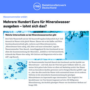 Timo Bausch, Wassersommelier im Interview mit RedaktionsNetzwerk Deutschland