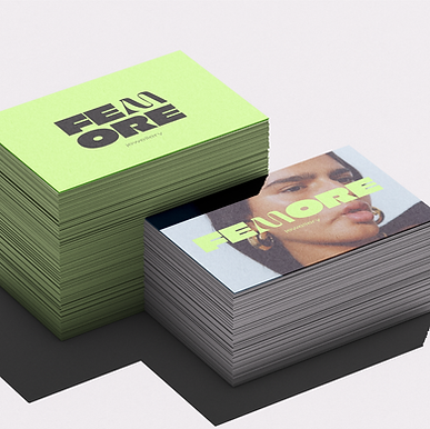 Mockup van visitekaartjes voor Femore Jewellery, onderdeel van de visuele merkidentiteit ontworpen door Ardworks Branding.