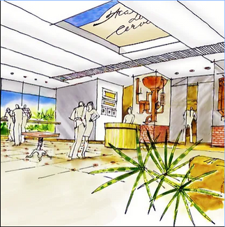 Cervejaria-Esboço de Interior Moderno