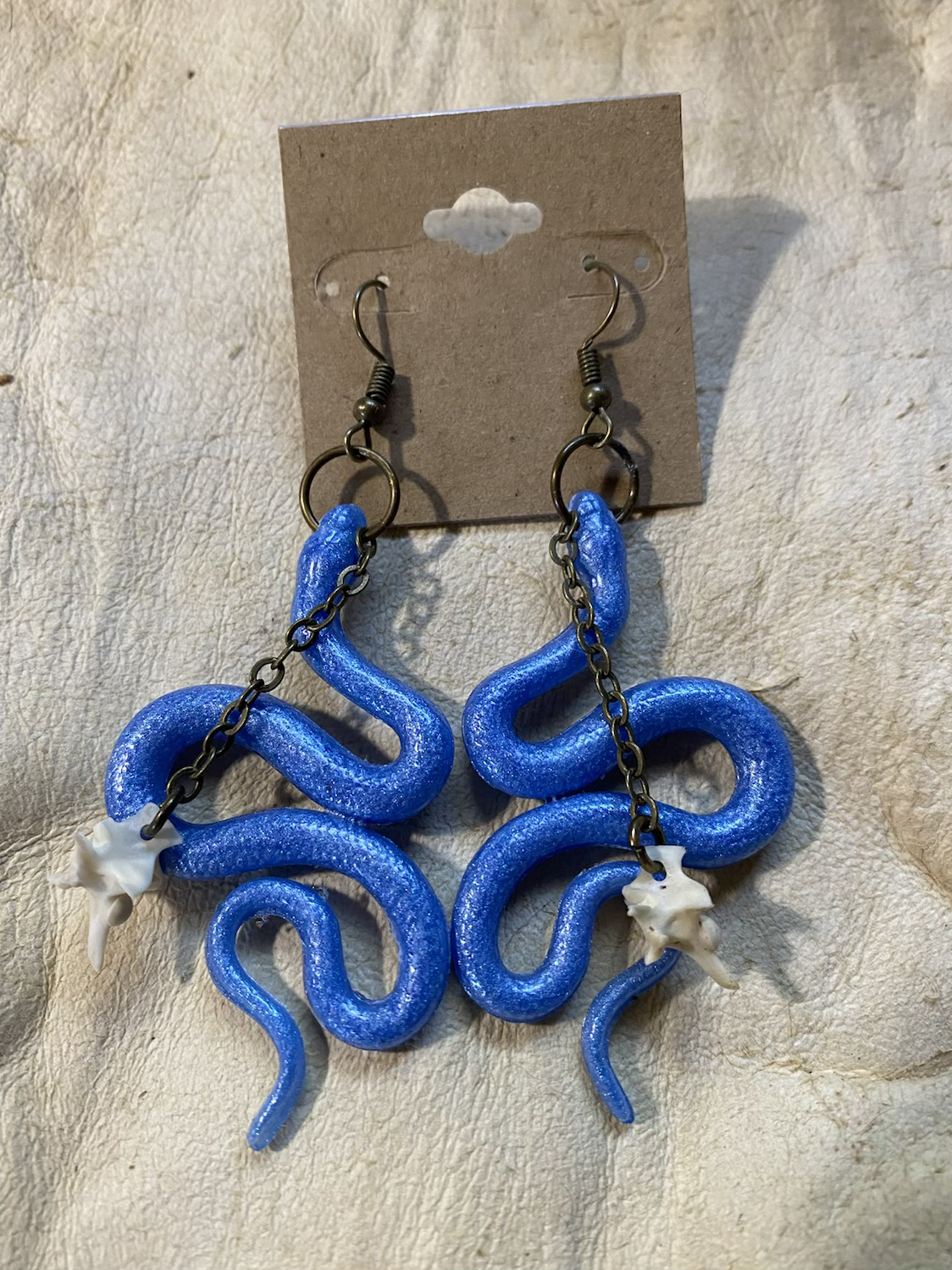 Snake medicine earrings with rattlesnake vertebrae 