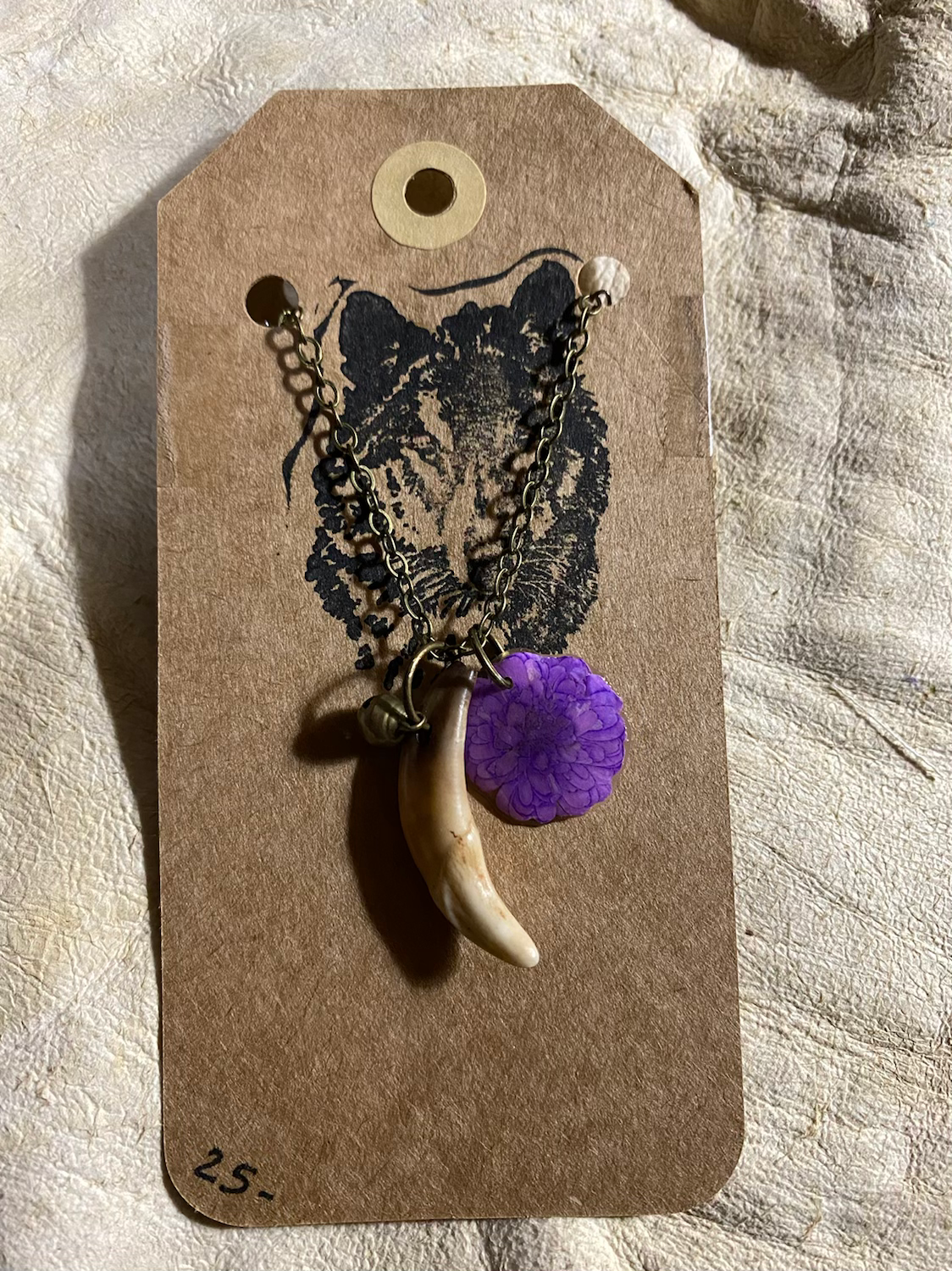 Floral Coyote Tooth Necklace 