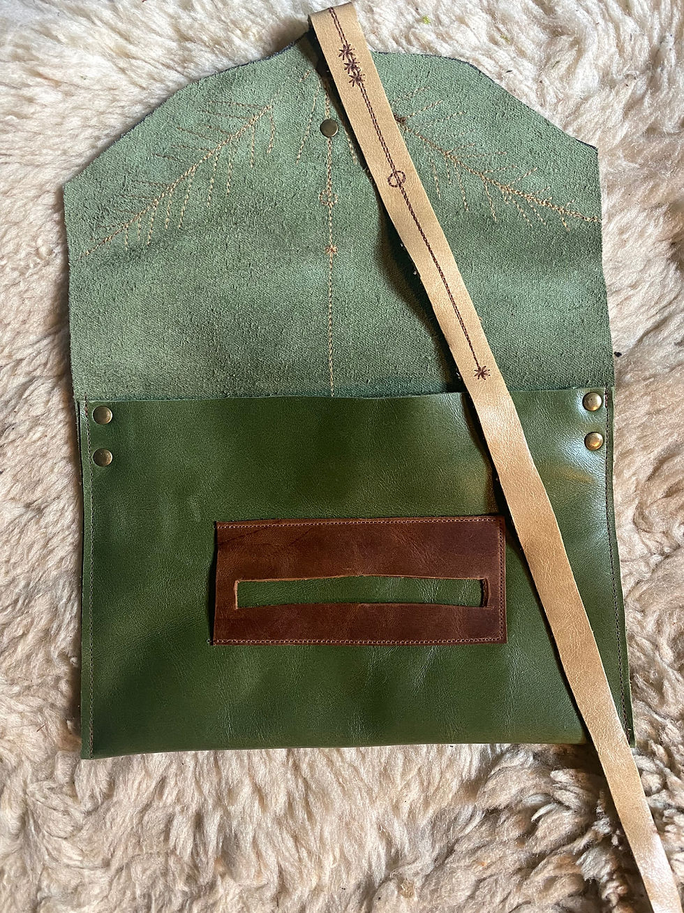 Thumbnail: Feathers leather tobacco pouch 