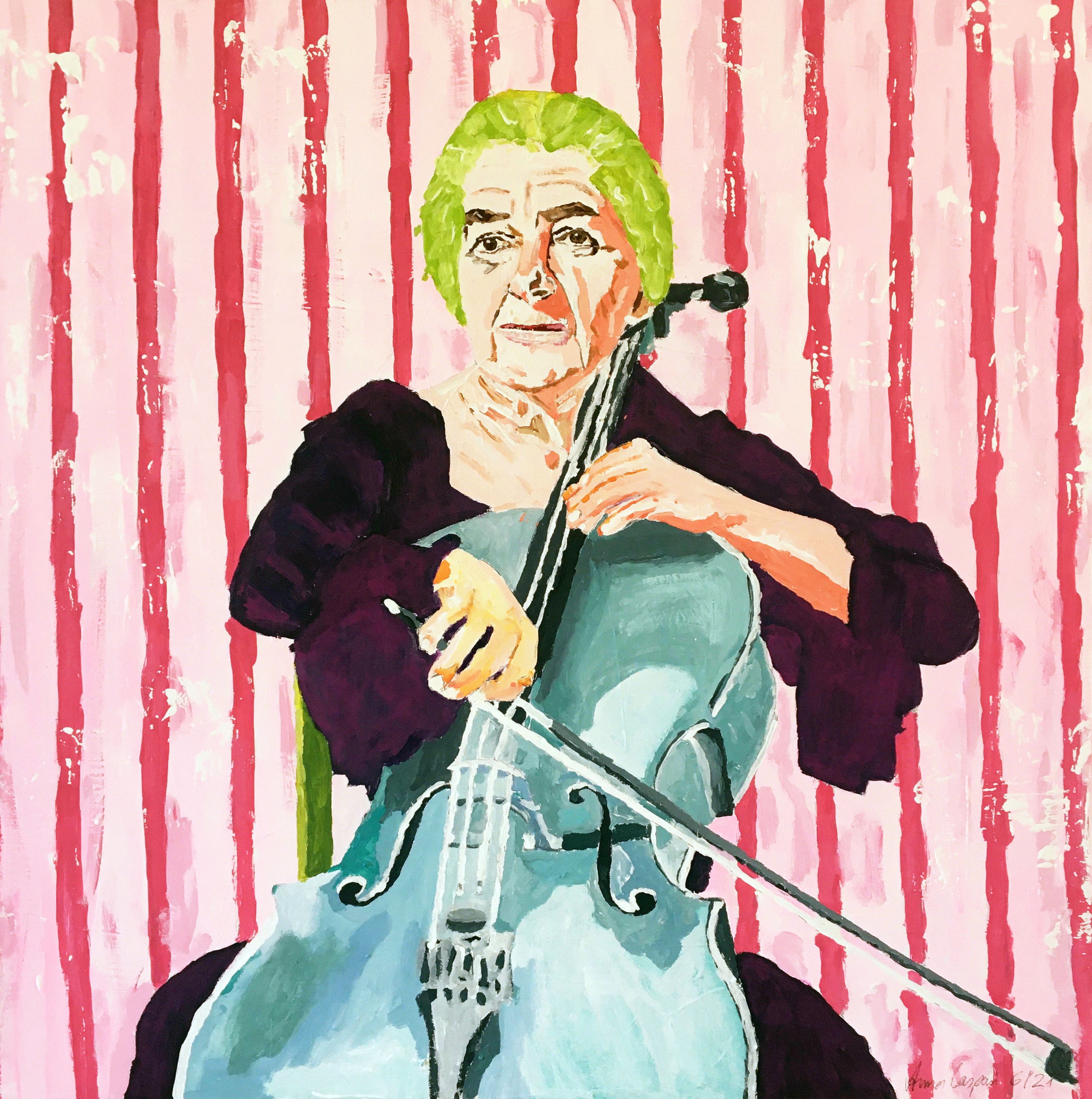 Golda's Cello Original Painting 2021 Acrylic On Canvas 80/80 cm