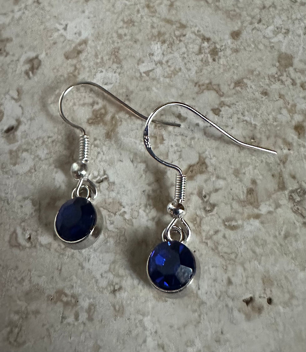 Thumbnail: Blue faceted glass earrings, September birthstone