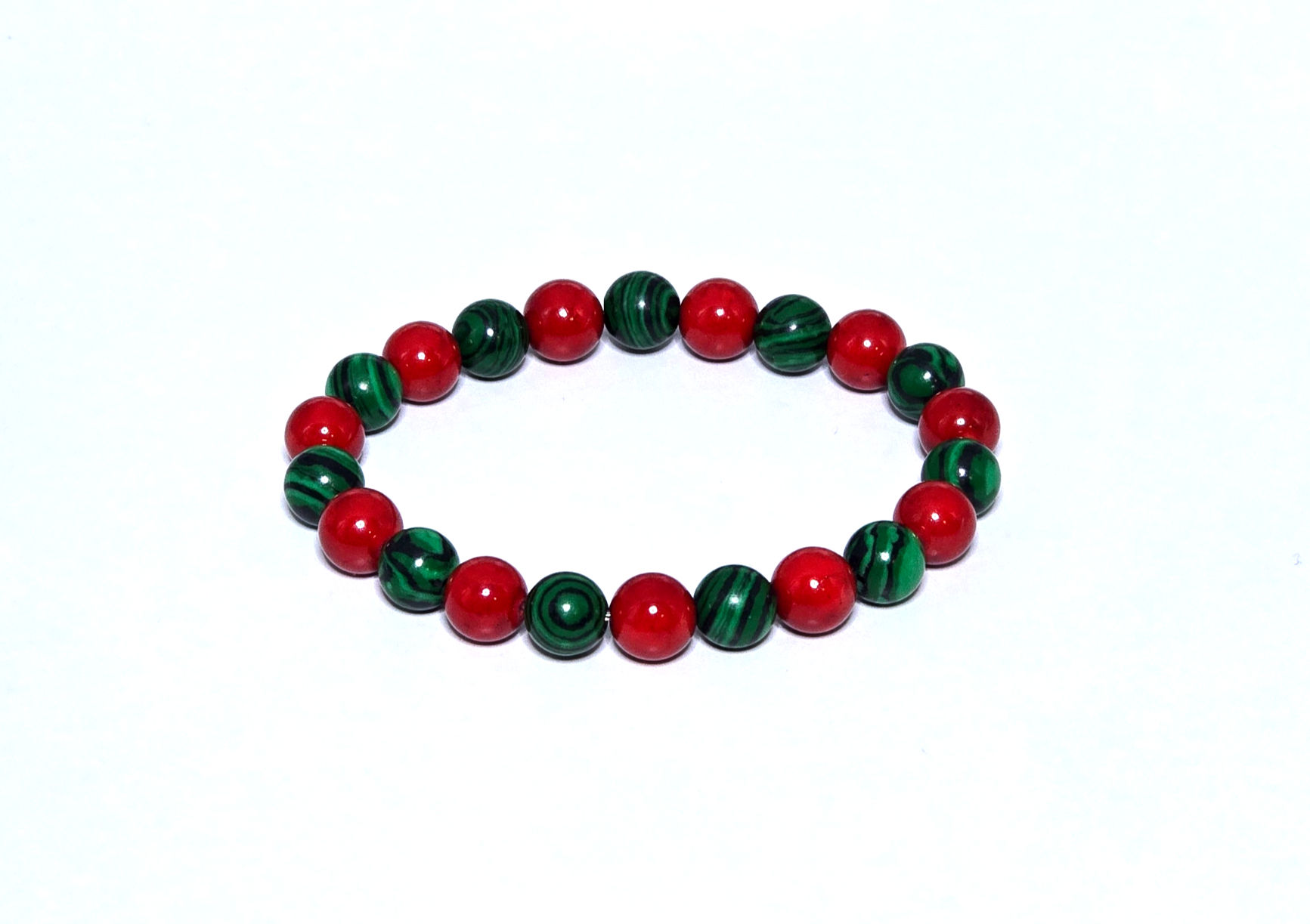 Natural Red Coral &Malachite Green Stone Bracelets