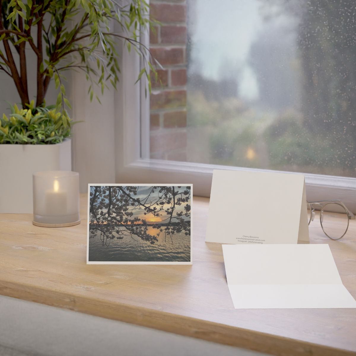 Note Card - Cherry Blossoms (single card or in a set of 10)