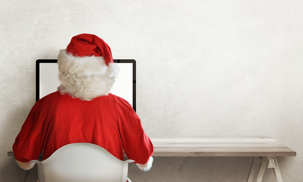 Santa Claus on computer