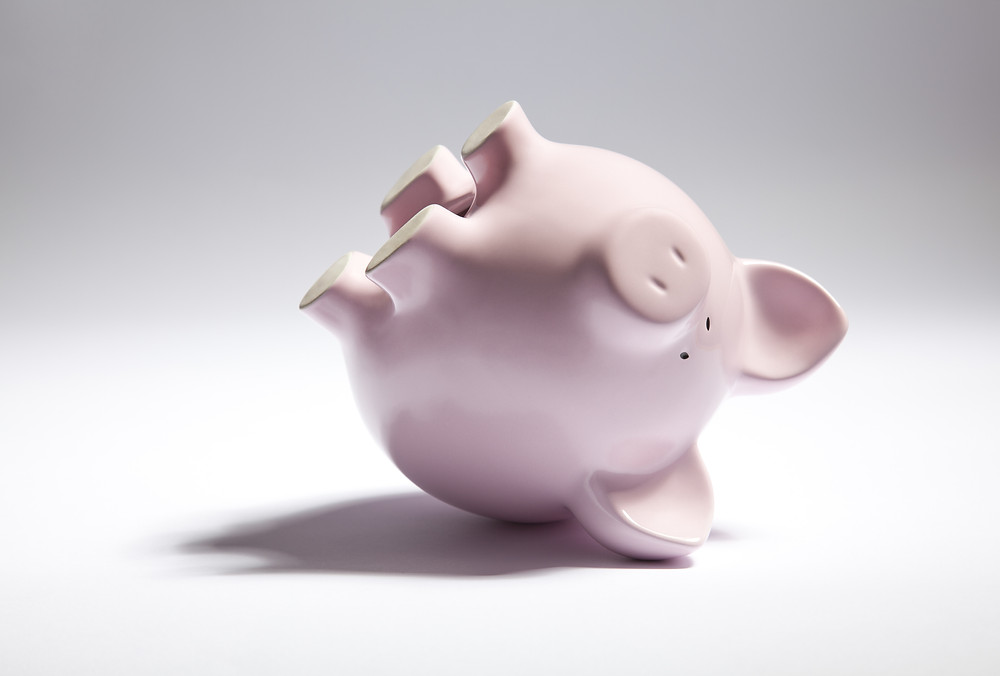 collapsed piggy bank