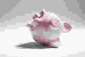 collapsed piggy bank