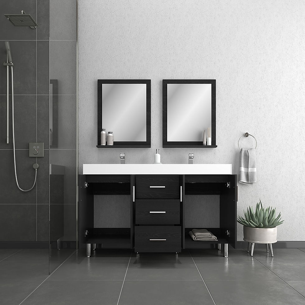 Thumbnail: Alya Bath Ripley 60 Inch Black Double Modern Bathroom Vanity