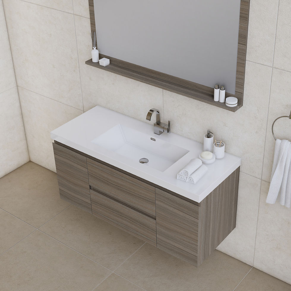 Thumbnail: Paterno 48 inch Modern Wall Mounted Bathroom Vanity in Gray