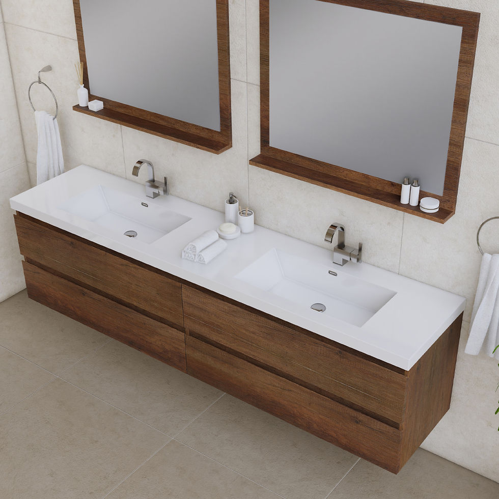 Thumbnail: Paterno 84 inch Modern Wall Mounted Bathroom Vanity in Rosewood
