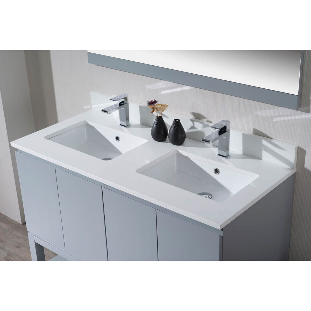 48.5″ Countertop (Double Basin) – White Quartz