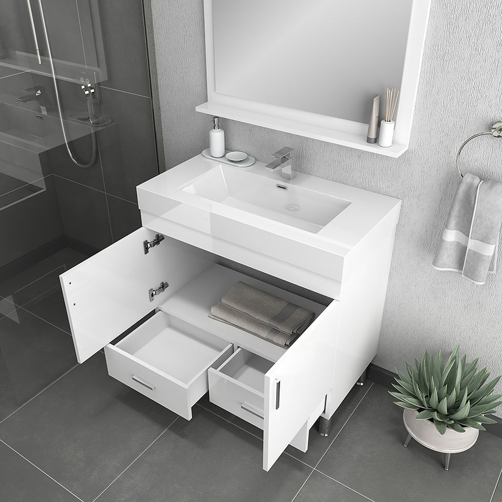 Thumbnail: Alya Bath Ripley 36 inch White Vanity with Sink