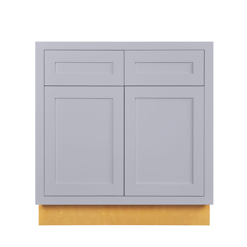 RTA Inset Light Grey Shaker Sink Base Cabinet - 33”W x 34-1/2”H x 24”D