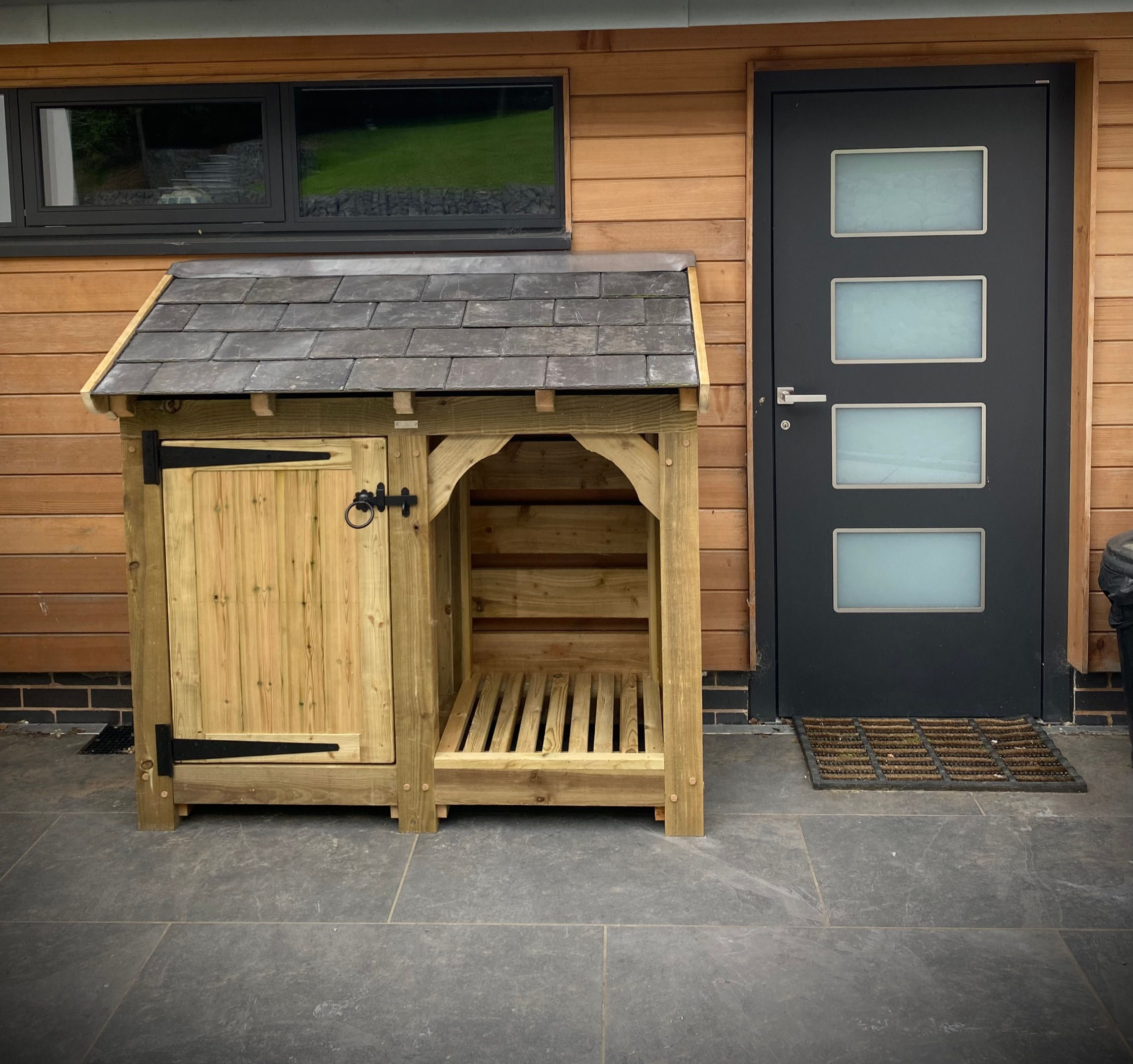 The Castleton - Log Store and Storage with Door and Tiled Roof