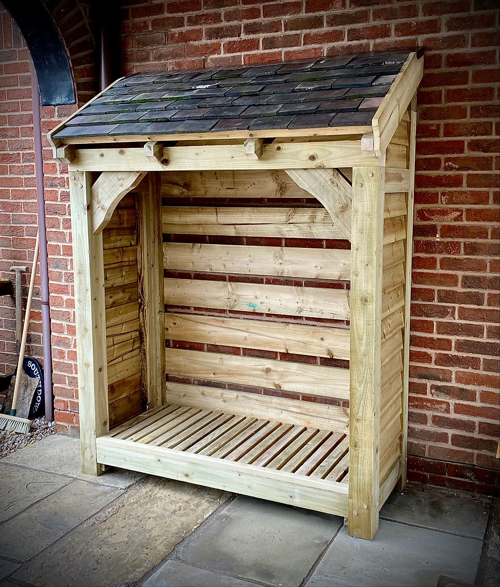 The Beresford - Single Bay High Wooden Tiled Roof Log Store