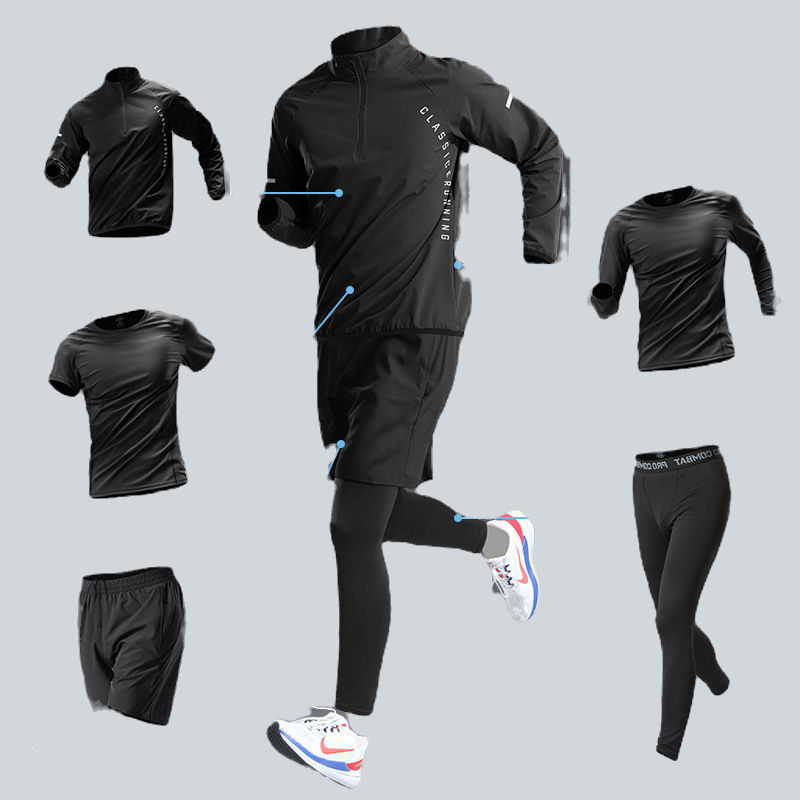 Fitness suit Men's Ice Silk Quick-drying Summer Sports Clothes Short-sleeved T-s