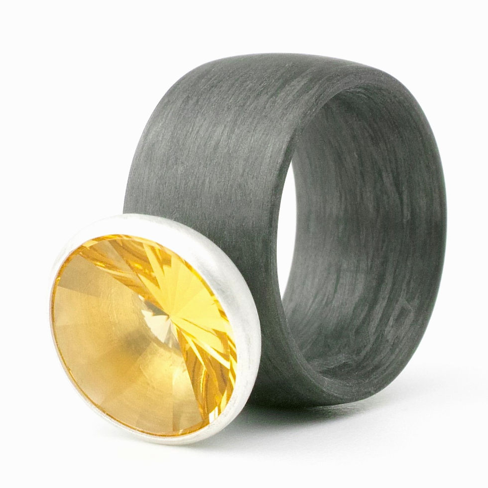 Miniaturbild: Carbonring mit großem Citrin oder Prasiolith