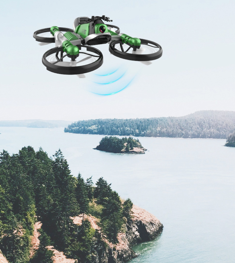 Thumbnail: Remote Control Transforming Motorcycle Drone Toy