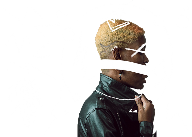 Person surrounded by doodles