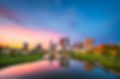 Columbus, Ohio, USA skyline on the river at dusk