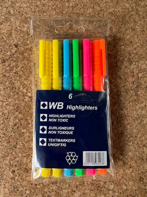 SALE - Highlighter Pens ( pack of 6)