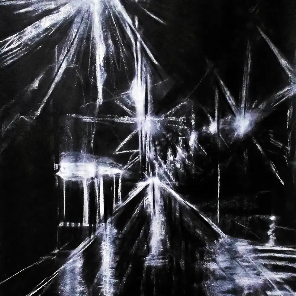 Sotto la strada (gesso su carta nera, 50 x 70 cm)