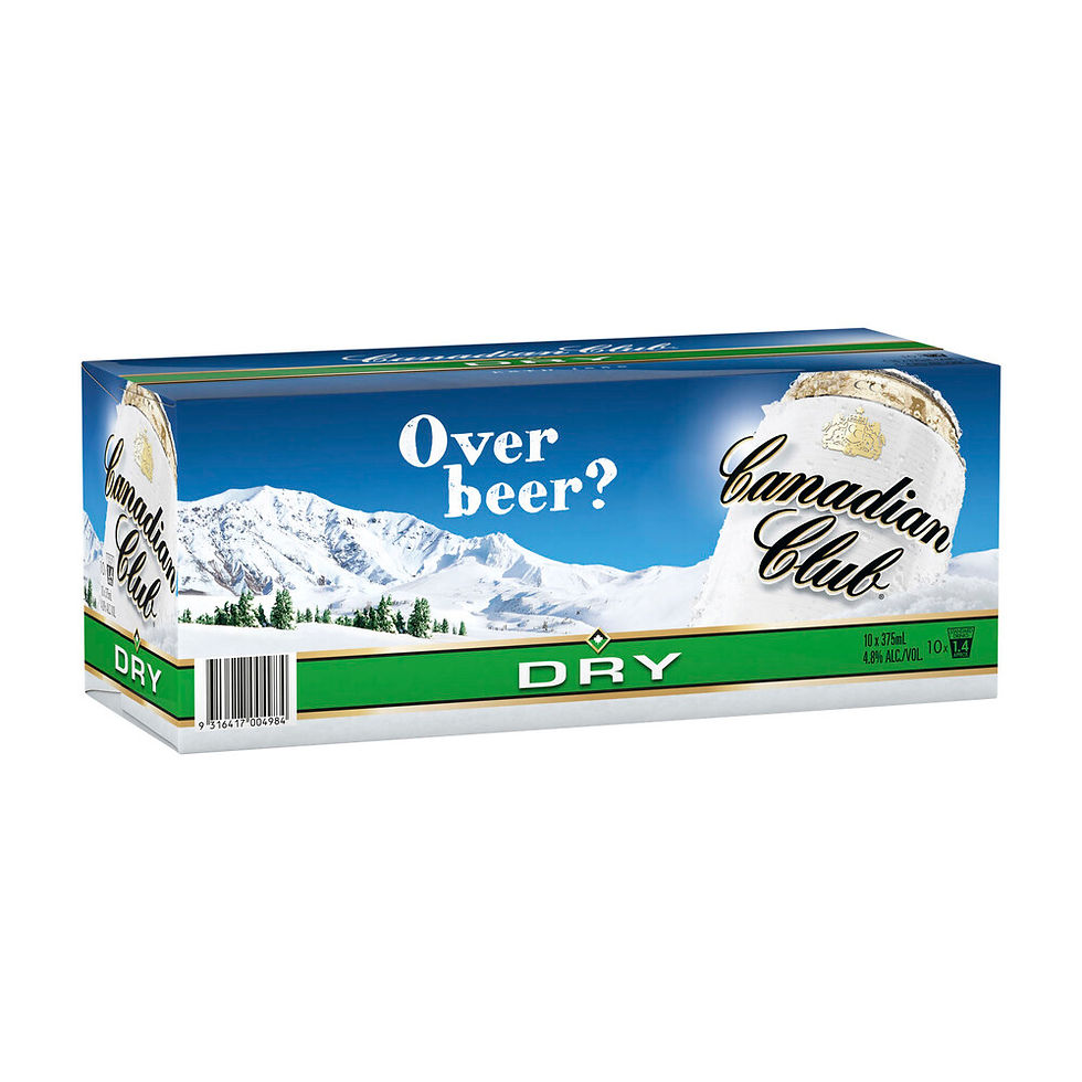Canadian Club Whisky & Dry (or Zero Sugar) 4.8% Cans 10 Pack 375mL