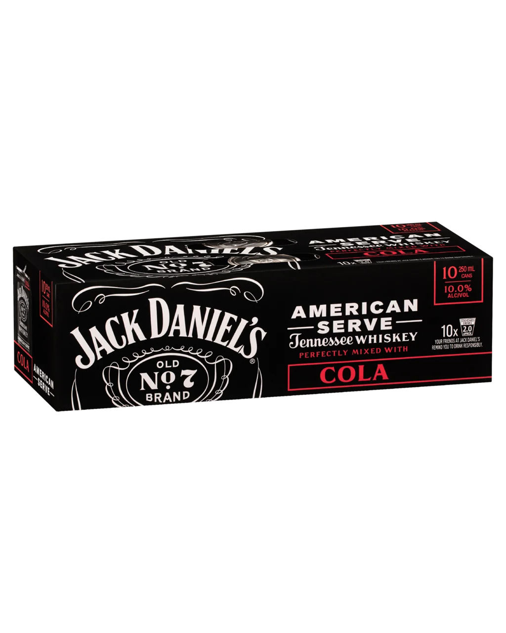 Jack Daniel's American Serve and Cola Cans 10 Packs 250mL