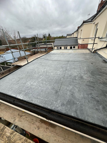 Flat roof with liquid rubber coating (top view)