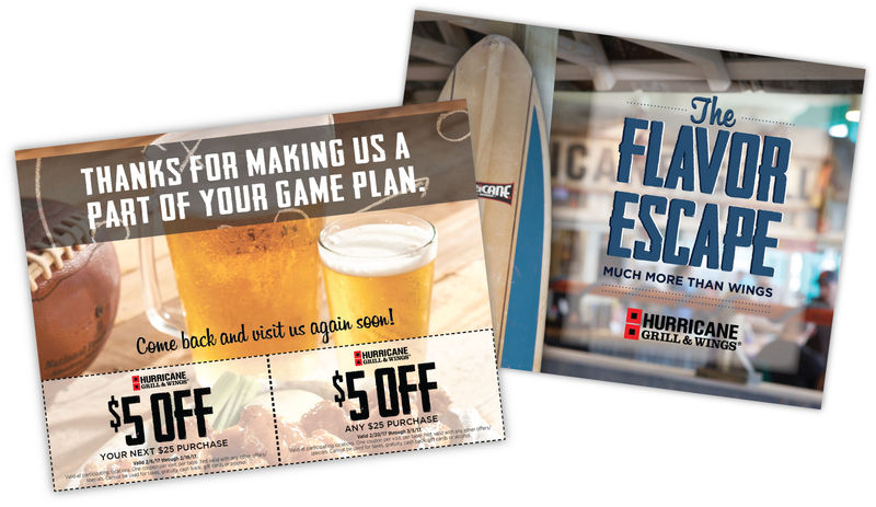 Hurricane Grill & Wings Bounce Back Postcard Beer surfboard Superbowl 2018 promo