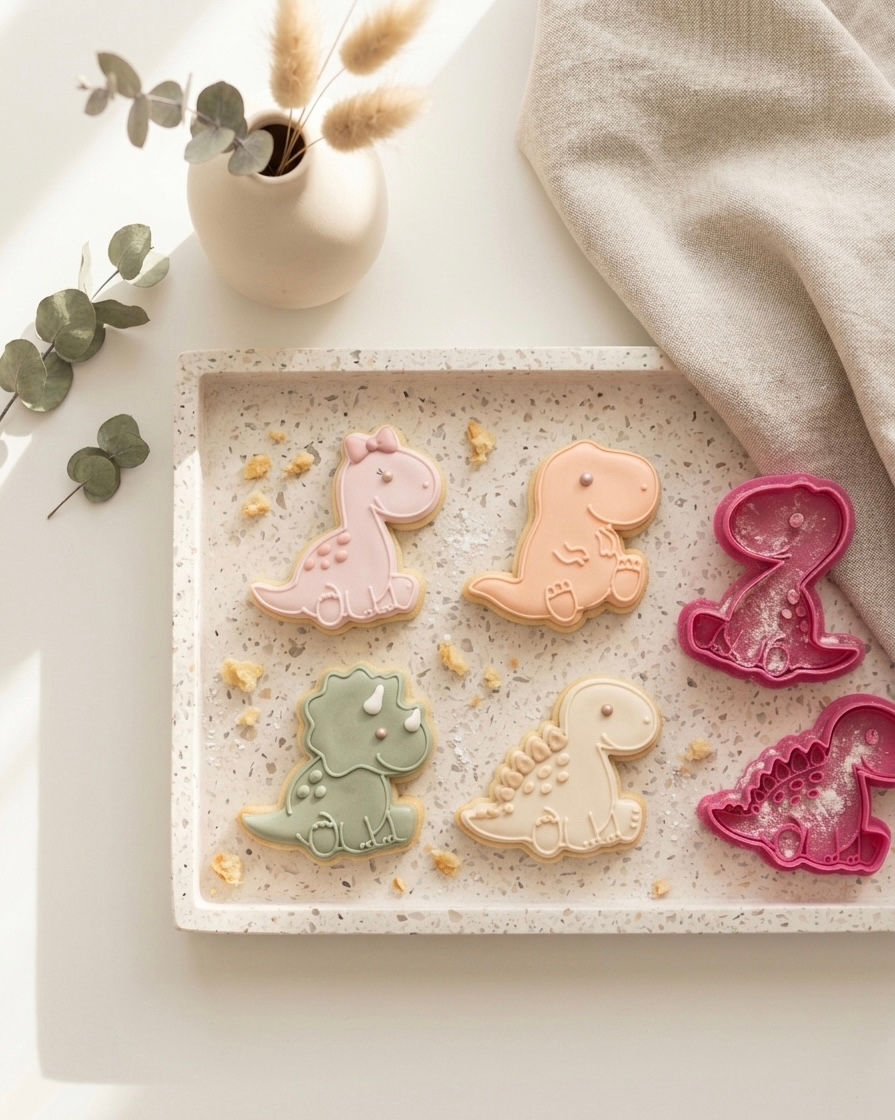 Miniatura: Set 4 Cortadores de Biscoitos Tema Dinossauro Aprox. 7cm