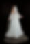 Close-up of a celestial wedding veil with embroidered stars and constellation details stitched into the tulle