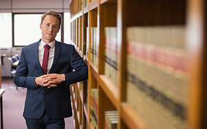 Lawyer in his office