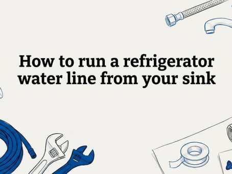 Decorative title card showing kitchen and plumbing tools framing a clear center