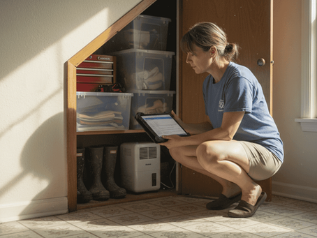 Gulf Coast home under stairs storage scene