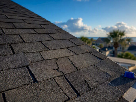 Cracked shingles on Alabama coastal roof
