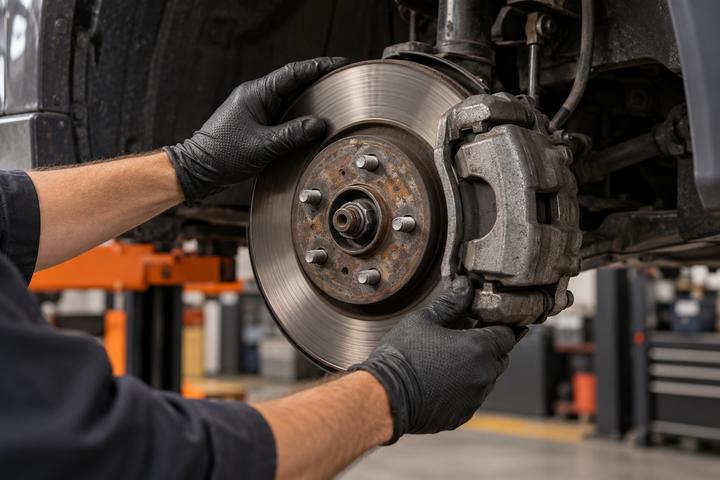 Brake disc and caliper inspection