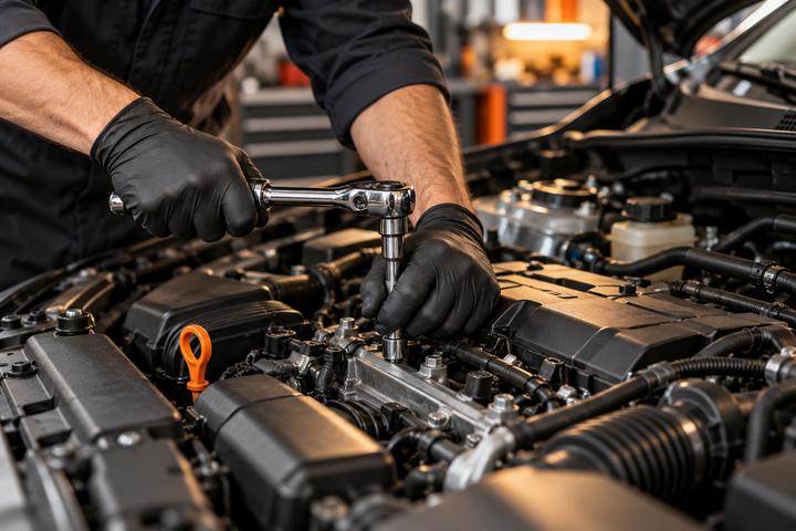 Engine service with a ratchet