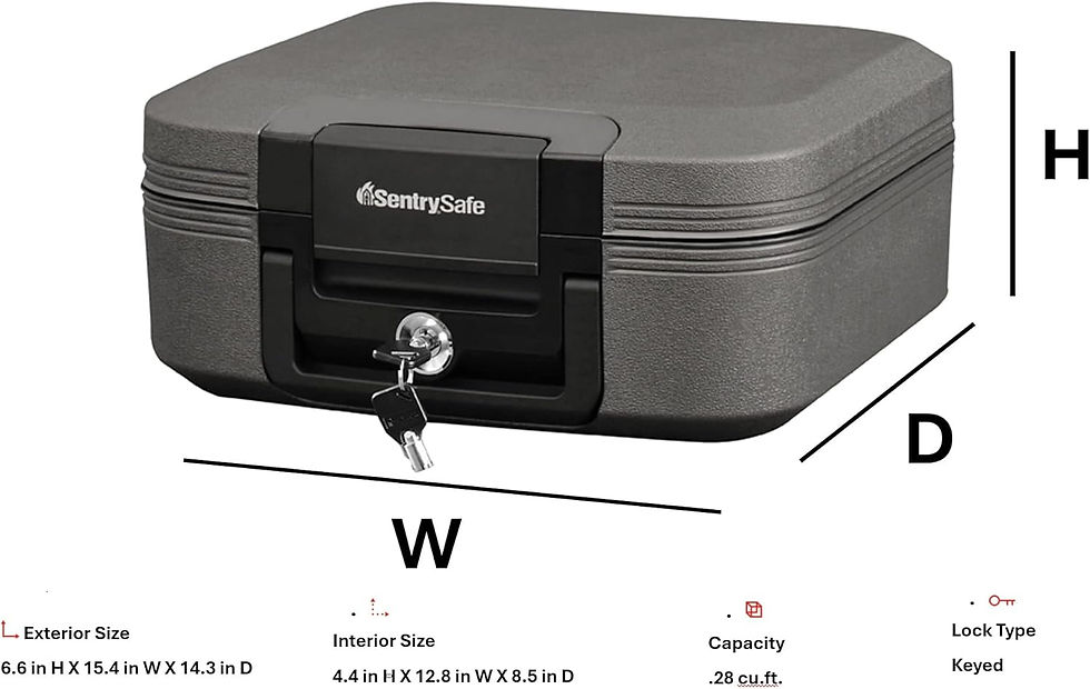 Thumbnail: Dark Gray Fireproof Waterproof Safe with Key Lock, Portable Chest Box for Travel