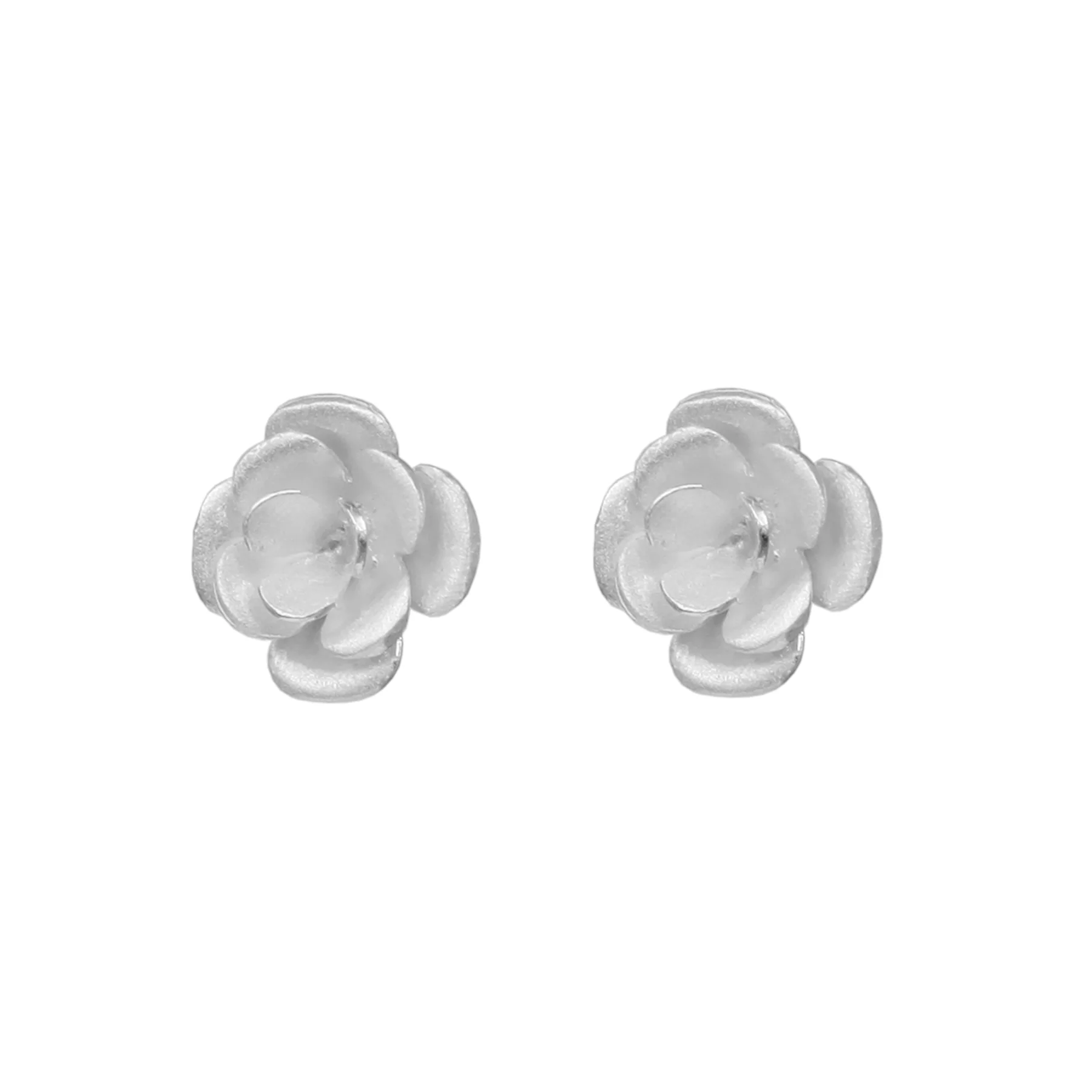 Christin Ranger Silver Rose Stud Earrings