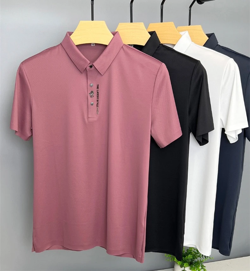 Thumbnail: Men’s High-End Ice Silk Embroidered Polo Shirt
