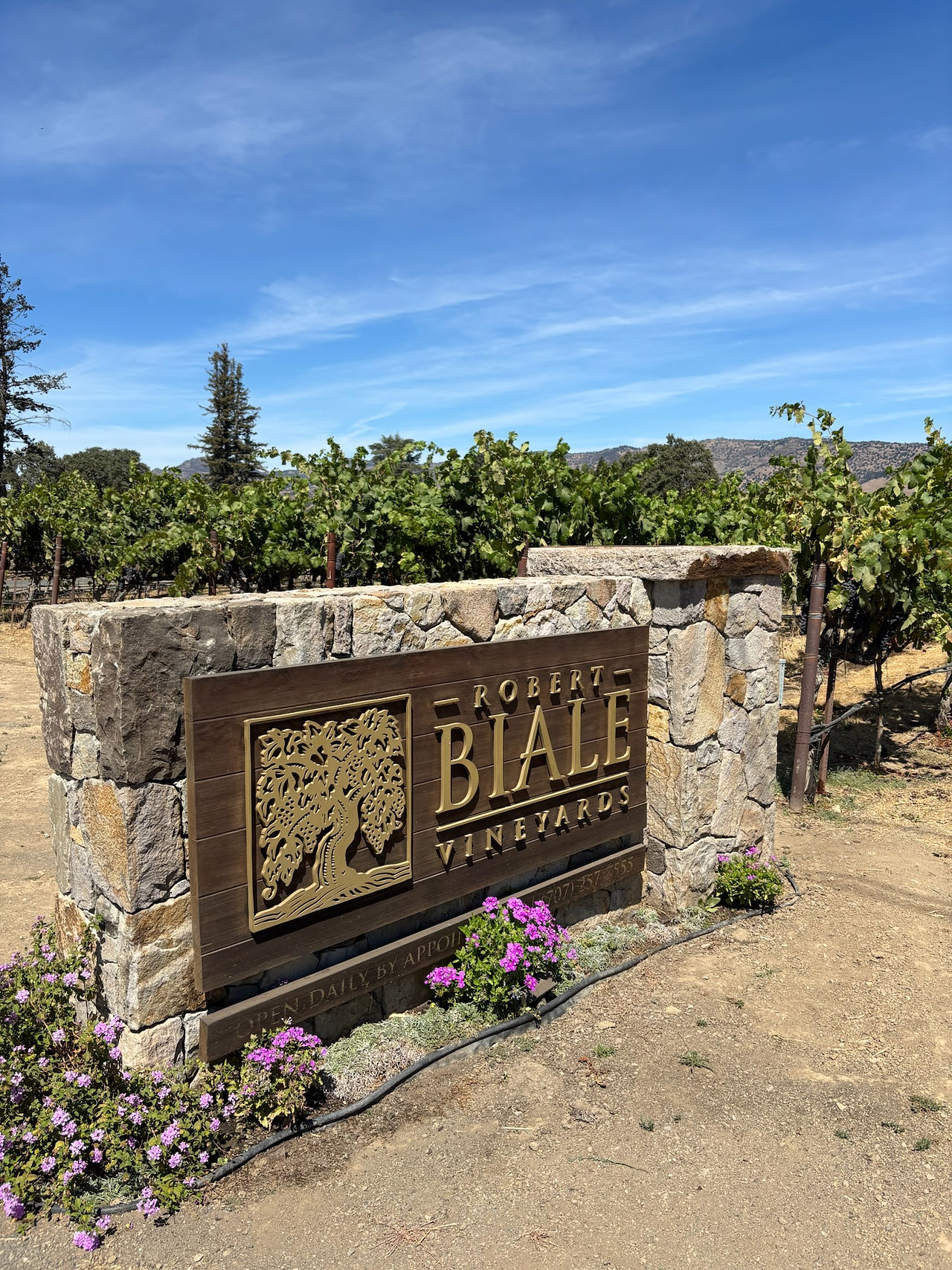 Front sign as your enter Robert Biale Vineyards