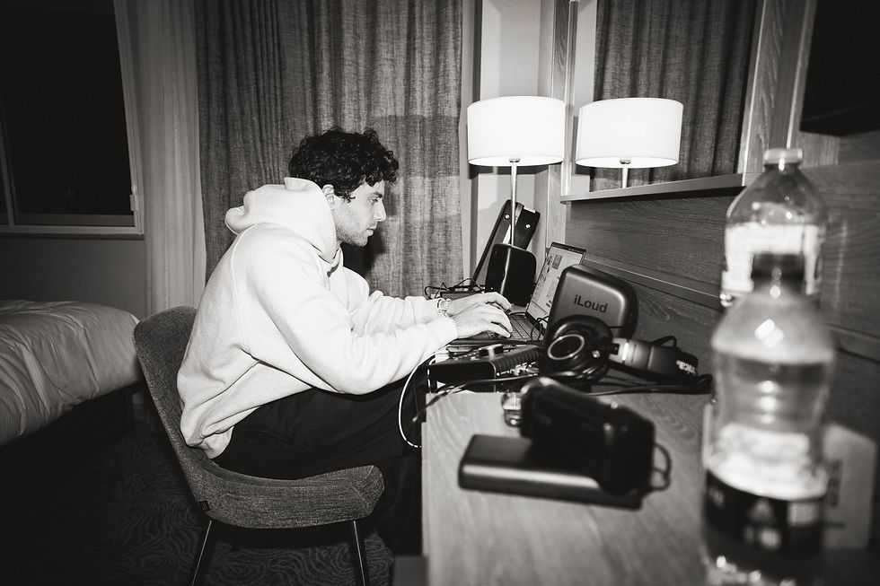 Me working on new music in my London hotel. You can’t hear this photo, but it sounds really good.