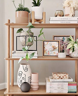 shelf with decorative items on it