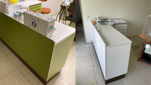 Arzt Praxis Theke weiß foliert vorher nachher