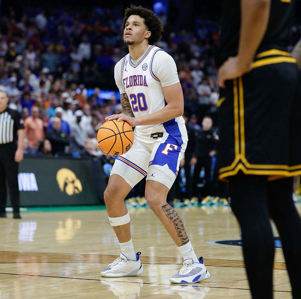 Isaiah Brown shoots the free throw that put UF ahead 72-70 (Photo by Chris Spears)