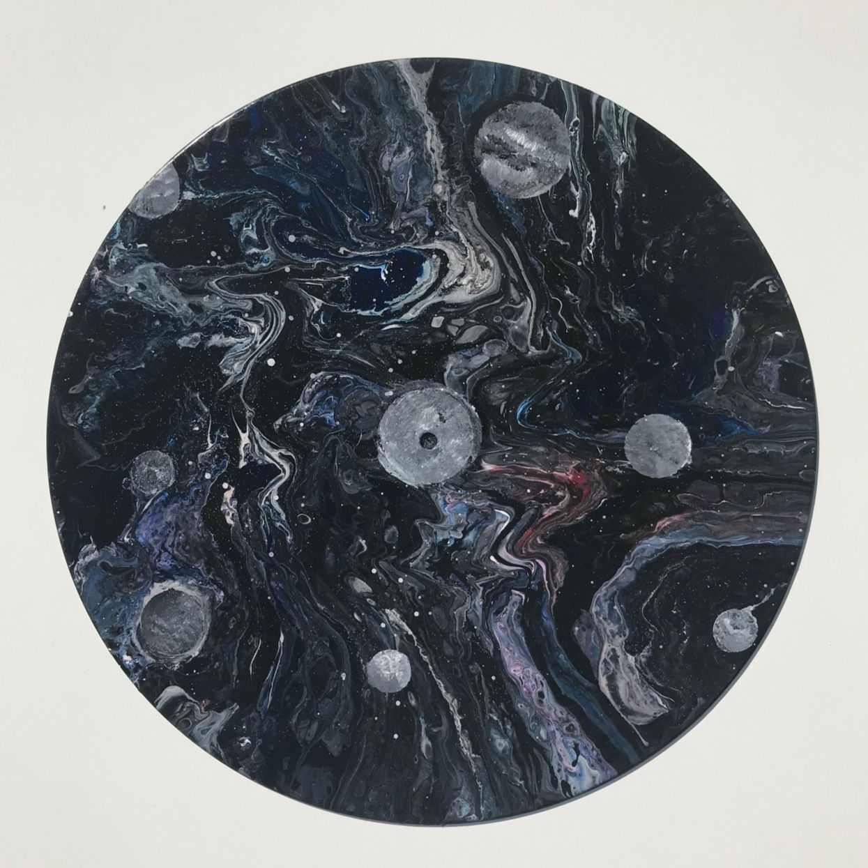 Upcycled Acrylic Pour on Vinyl LP Clock 8