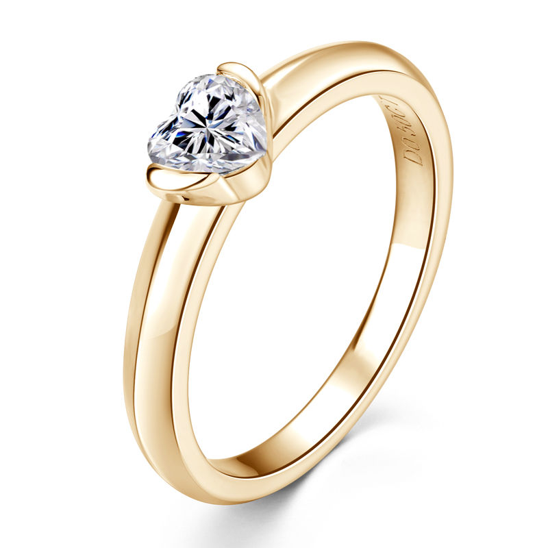Thumbnail: Anziw Rose Gold Color 0.5ct Heart Shaped Moissanite Solitaire Engagement Ring Si